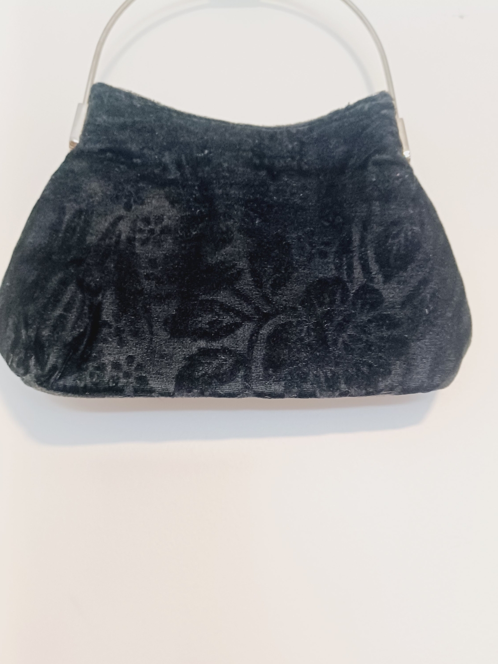 Source Unknown Black Velvet Wristlet Clutch with Metal Accent